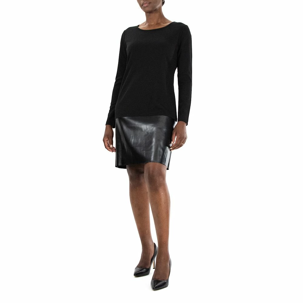 Women's Nina Leonard Long Sleeve Jewelneck Crepe Dress - Image 4