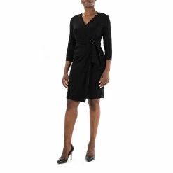 Women's Nina Leonard Cascade Faux-Wrap Dress