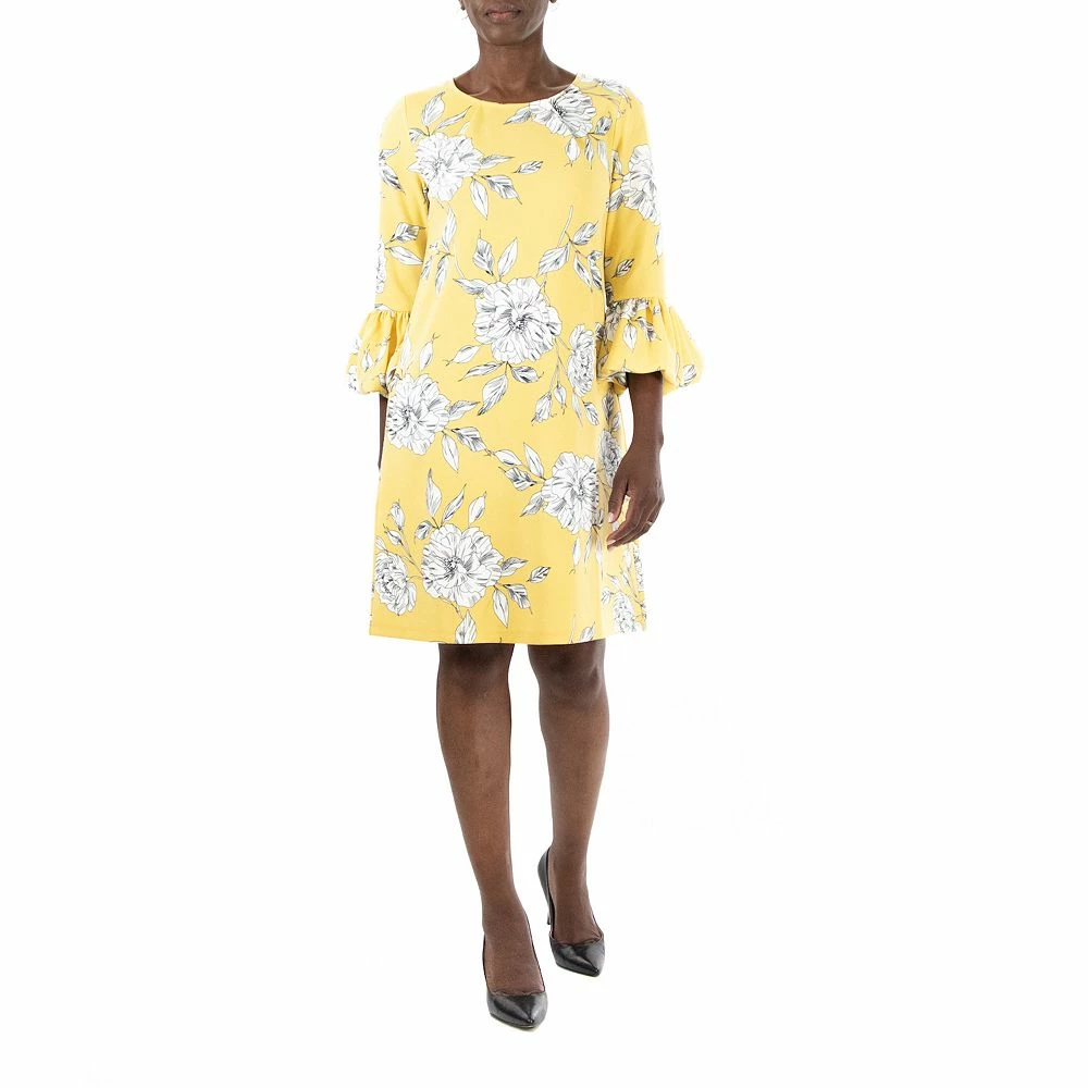 Women's Nina Leonard Crepe Balloon Sleeve Dress - Image 5