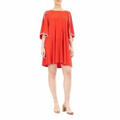 Women's Nina Leonard Tulip-Sleeve Trapeze Dress
