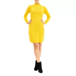 Women's Nina Leonard Cable Knit Sweater Dress