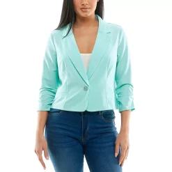 Women's Nina Leonard Button Cropped Blazer