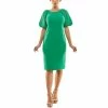Women's Nina Leonard Pleated Puff Sleeve Dress