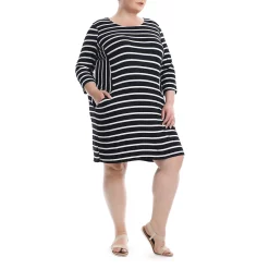 Plus Size Nina Leonard Striped Dress