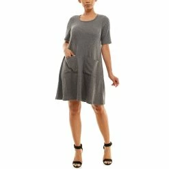 Women's Nina Leonard Brushed Ribbed Trapeze Dress