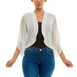 Women's Nina Leonard Ruffle Tulip Sleeve Cardigan