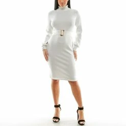 Women's Nina Leonard Roll Neck Sweater Dress