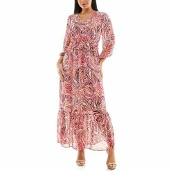 Women's Nina Leonard Chiffon Printed Maxi Dress
