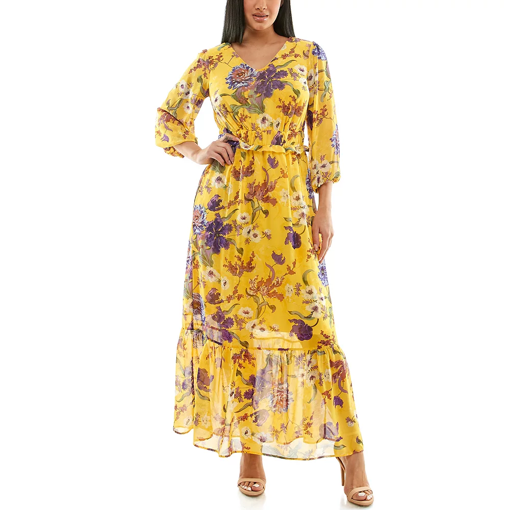 Women's Nina Leonard Chiffon Printed Maxi Dress - Image 2