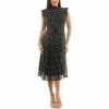 Women's Nina Leonard Smocked Flutter Sleeve Print Dress