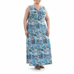 Plus Size Nina Leonard Knot Front Maxi Dress